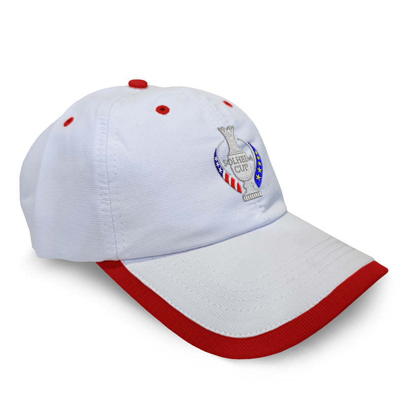 gorra bicolor blanca ribete rojo